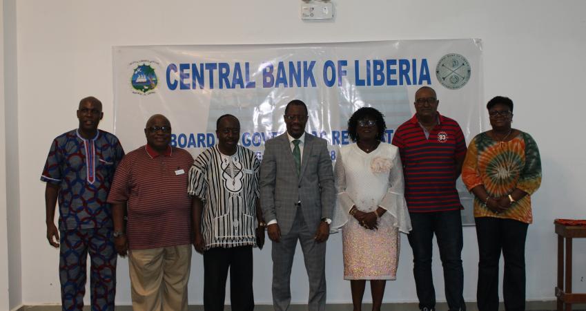 EG Tarlue (middle) flanked by CBL Board members and DGs. Photo Credit: CBL